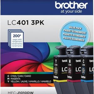 Brother Genuine LC401 Standard Yield 3-Pack Ink Cartridges